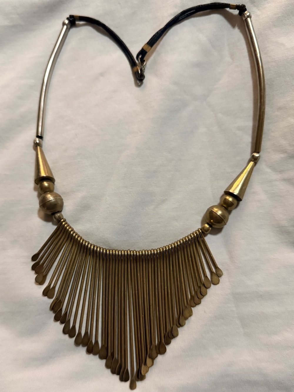 Vintage Paddle Fringe Necklace, Hook clasp